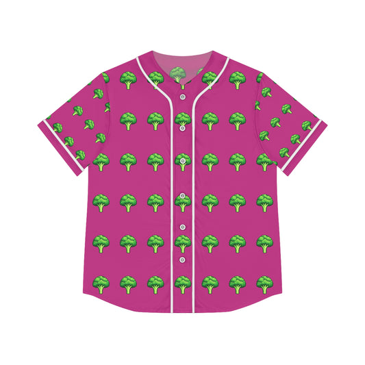 Women's Baseball Jersey — Pink All-Over Broccoli Print