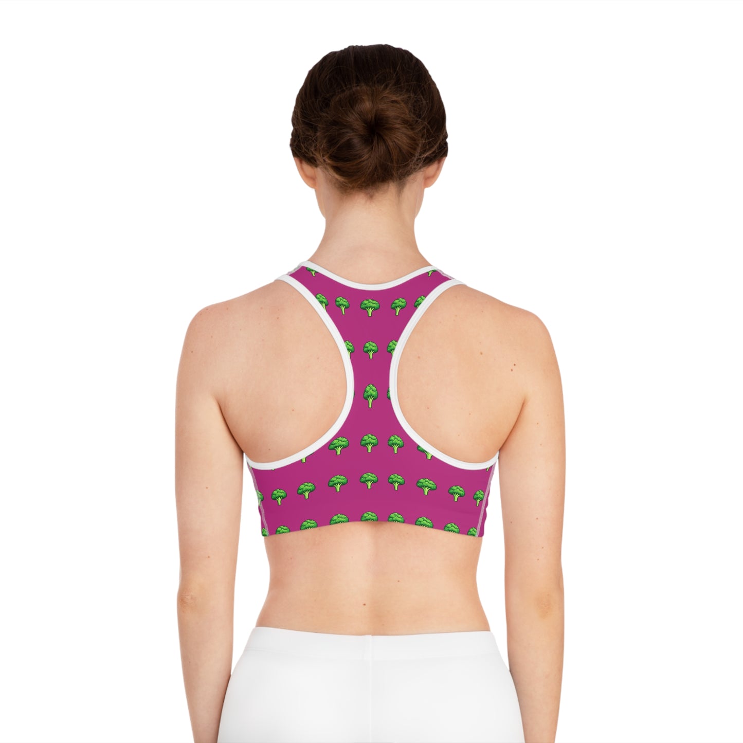 Soutien-gorge de sport à motif brocoli — Vêtements de sport roses amusants à motifs de légumes