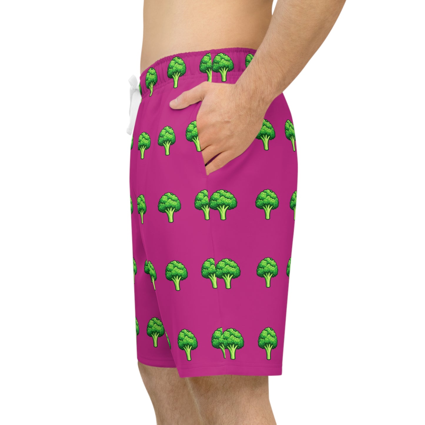 Sportliche Shorts mit Brokkoli-Print – Rosa Allover-Print, lässige Sportbekleidung