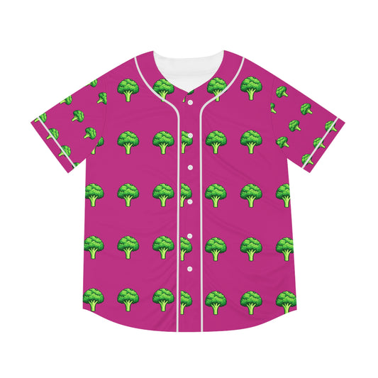 Broccoli Pattern Baseball Jersey — Pink All-Over-Print Men’s Shirt