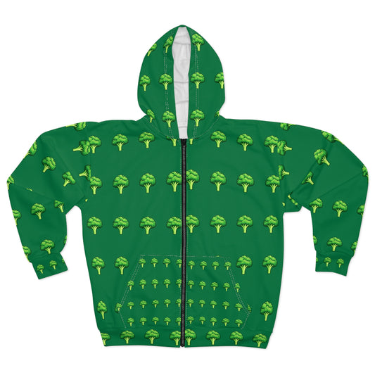 Broccoli Pattern Zip Hoodie