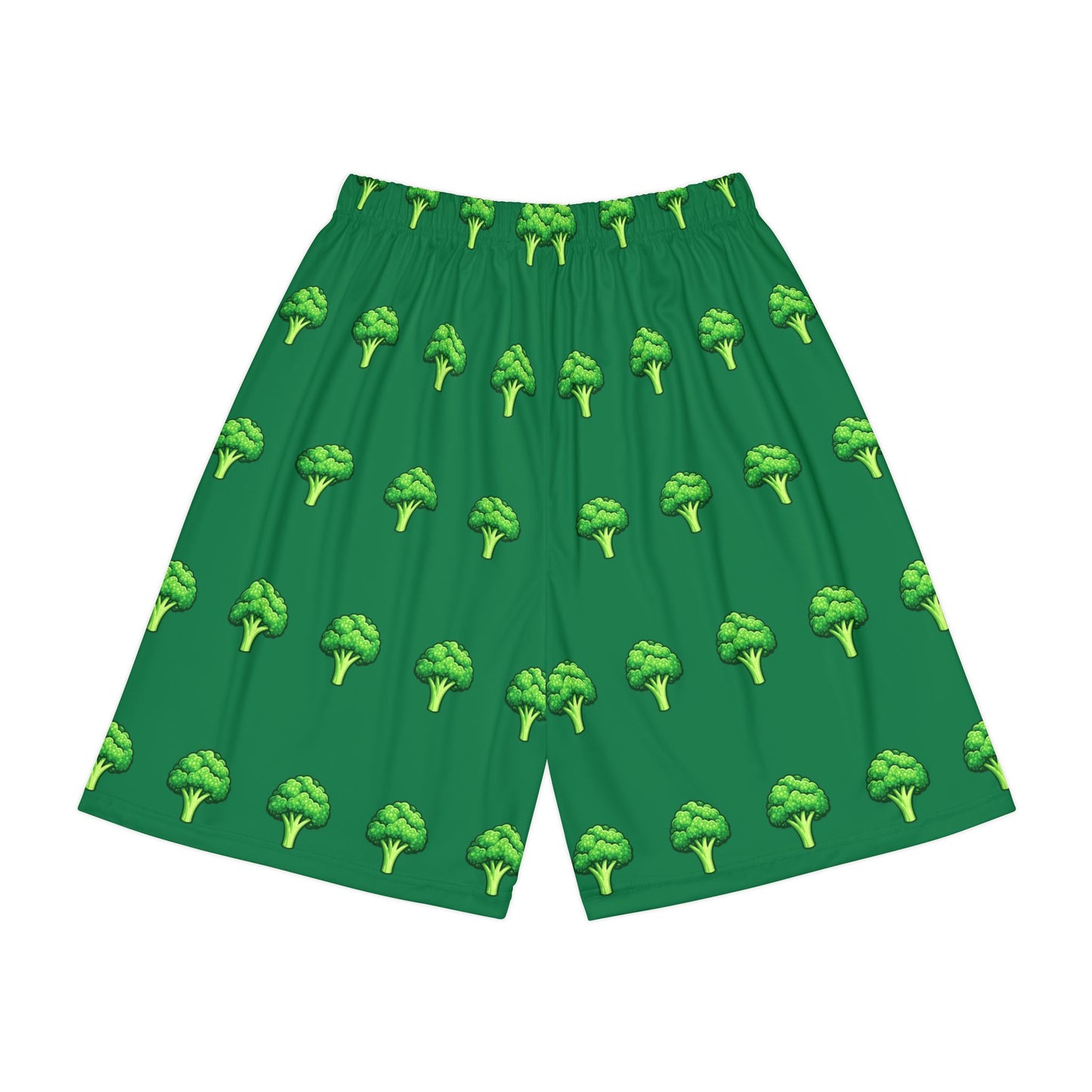Broccoli Print Shorts — Men's Green Allover-Print Athletic Shorts