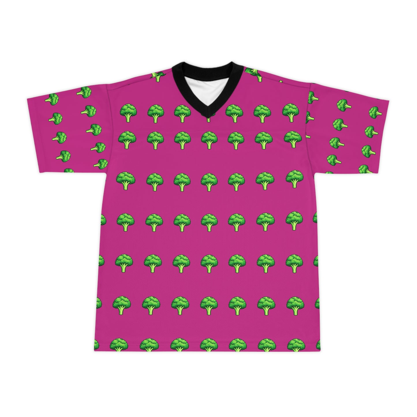 Maillot de football à motif brocoli — T-shirt de sport rétro rose à imprimé intégral