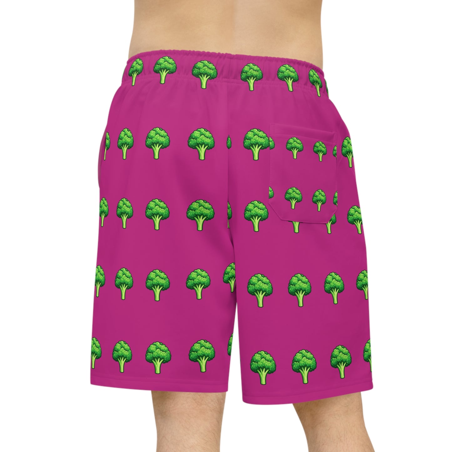 Sportliche Shorts mit Brokkoli-Print – Rosa Allover-Print, lässige Sportbekleidung