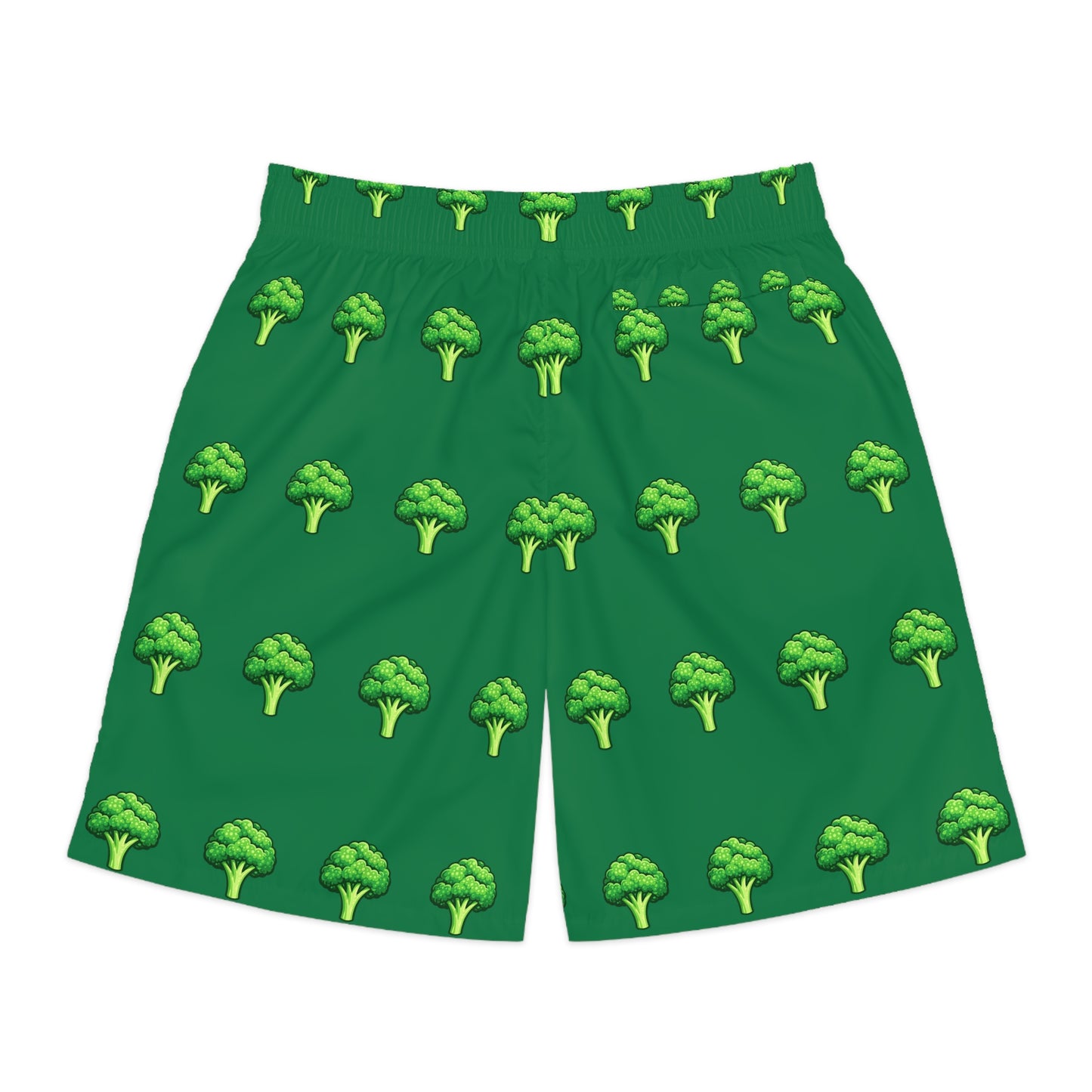 Broccoli Print Men's Jogger Shorts — Green Vegetable Pattern AOP