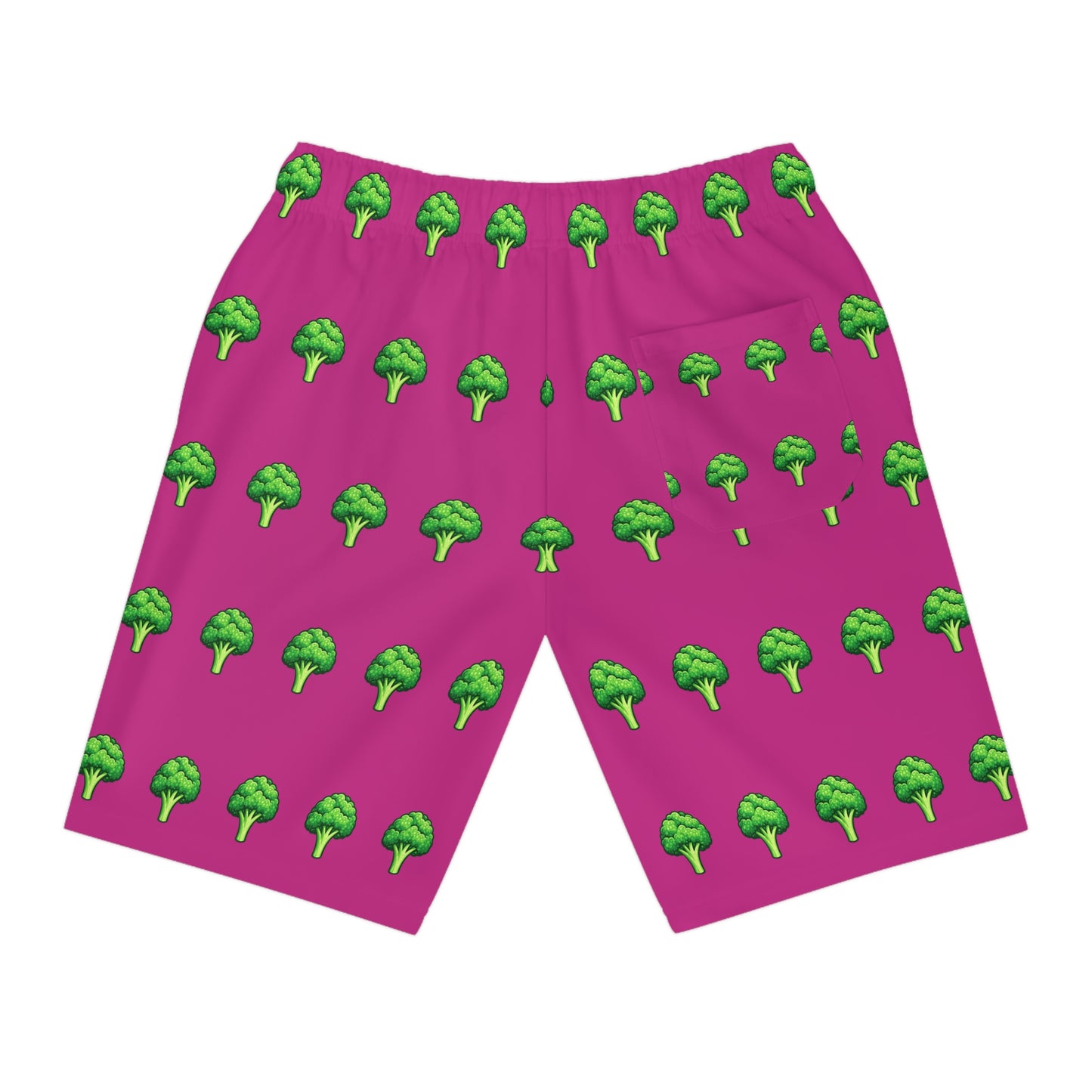 Sportliche Shorts mit Brokkoli-Print – Rosa Allover-Print, lässige Sportbekleidung