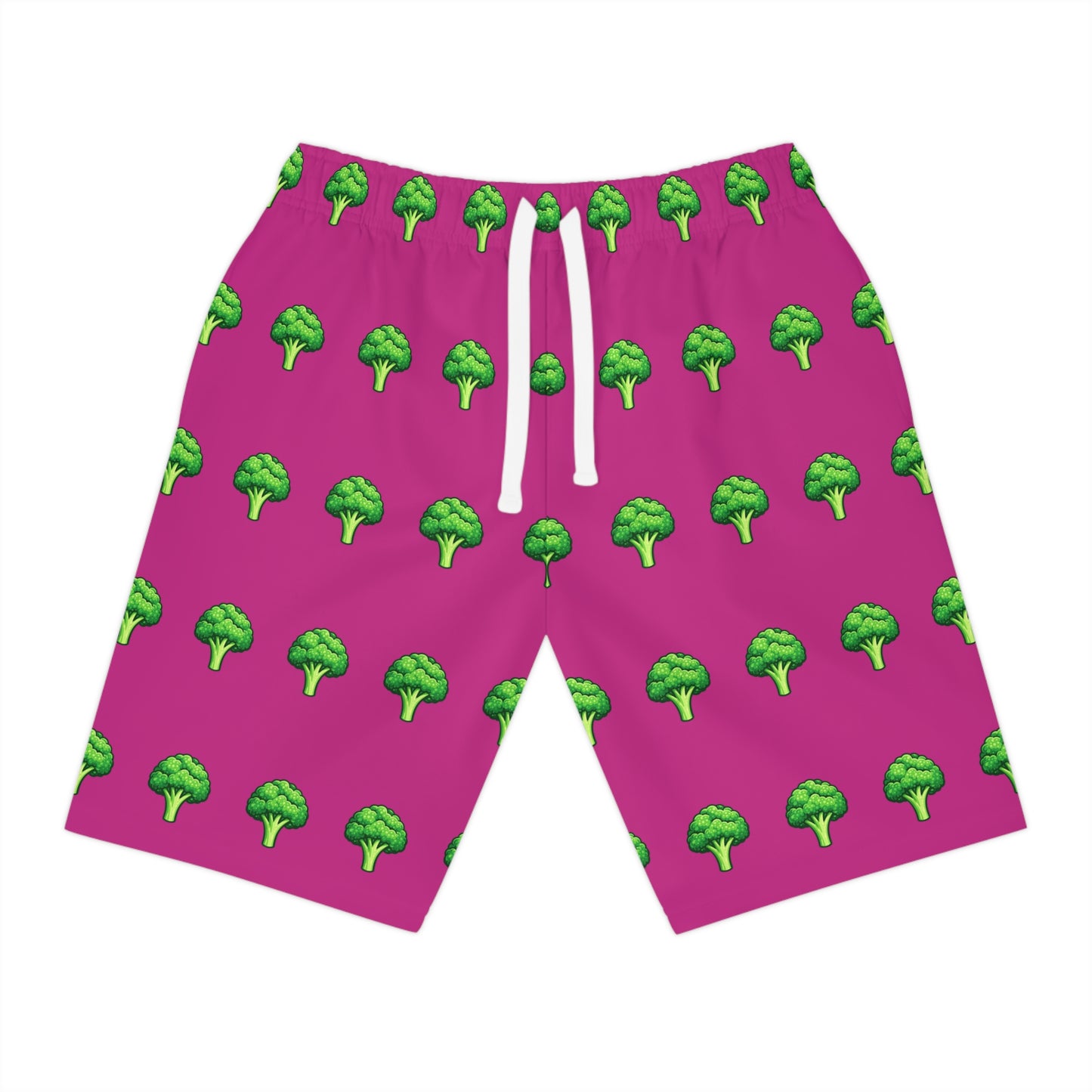Sportliche Shorts mit Brokkoli-Print – Rosa Allover-Print, lässige Sportbekleidung