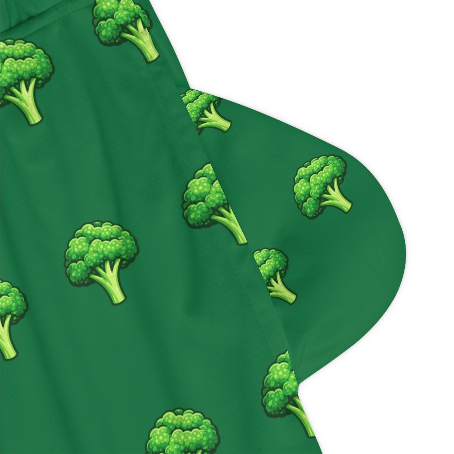Broccoli Pattern Basketball Shorts - Green AOP Ribbed Athletic Shorts