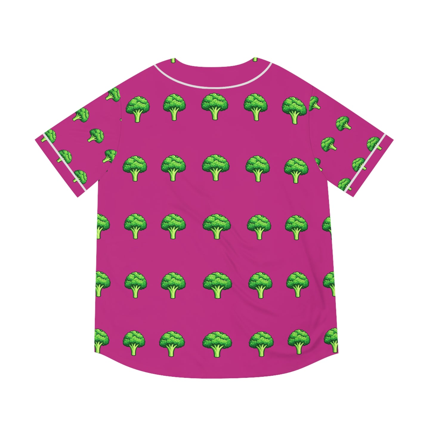 Baseballtrikot mit Brokkolimuster – Herrenshirt in Rosa mit Allover-Print