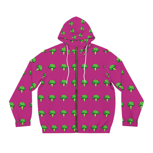 Sport Pattern Full-Zip Hoodie — Fun Veggie Print Men’s Zip-Up Jacket