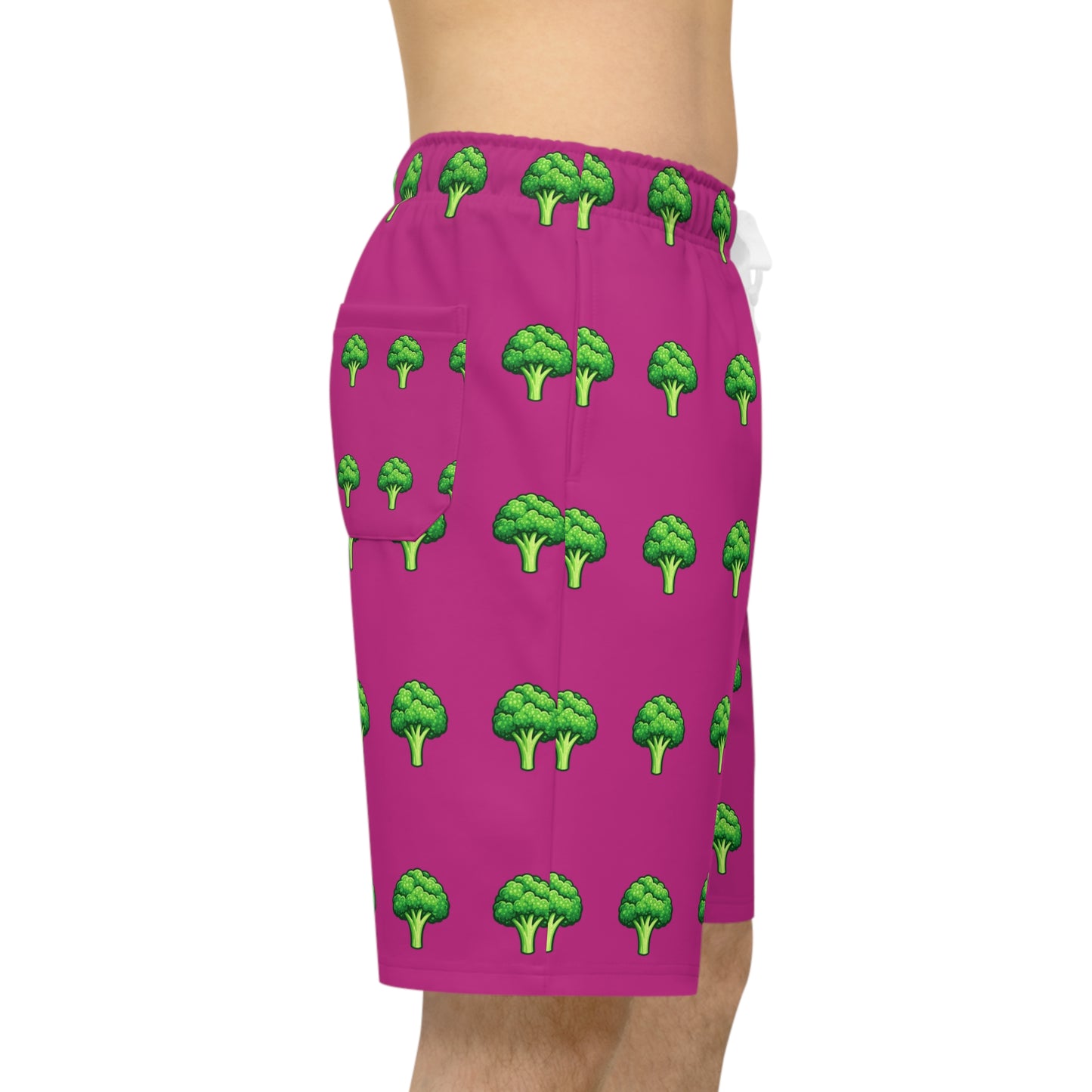Sportliche Shorts mit Brokkoli-Print – Rosa Allover-Print, lässige Sportbekleidung
