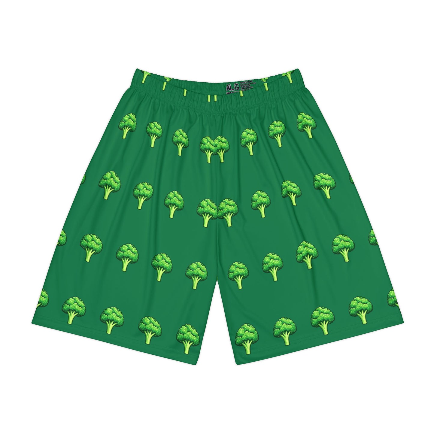 Broccoli Print Shorts — Men's Green Allover-Print Athletic Shorts