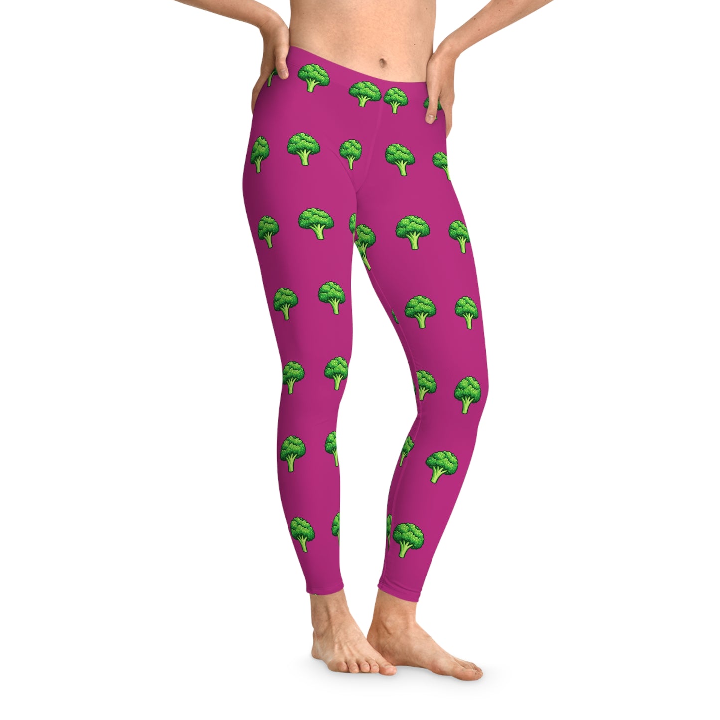 Broccoli Pattern Leggings — Fun Veggie Print All-Over Stretch Leggings
