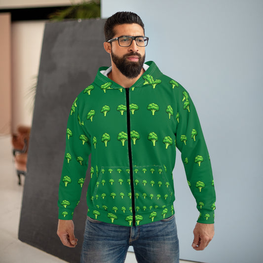 Broccoli Pattern Zip Hoodie